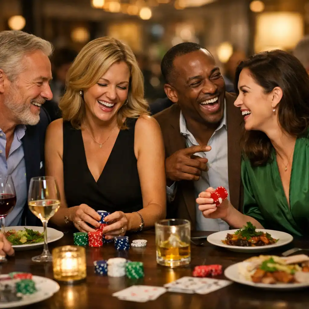 Groupe partageant un dîner convivial