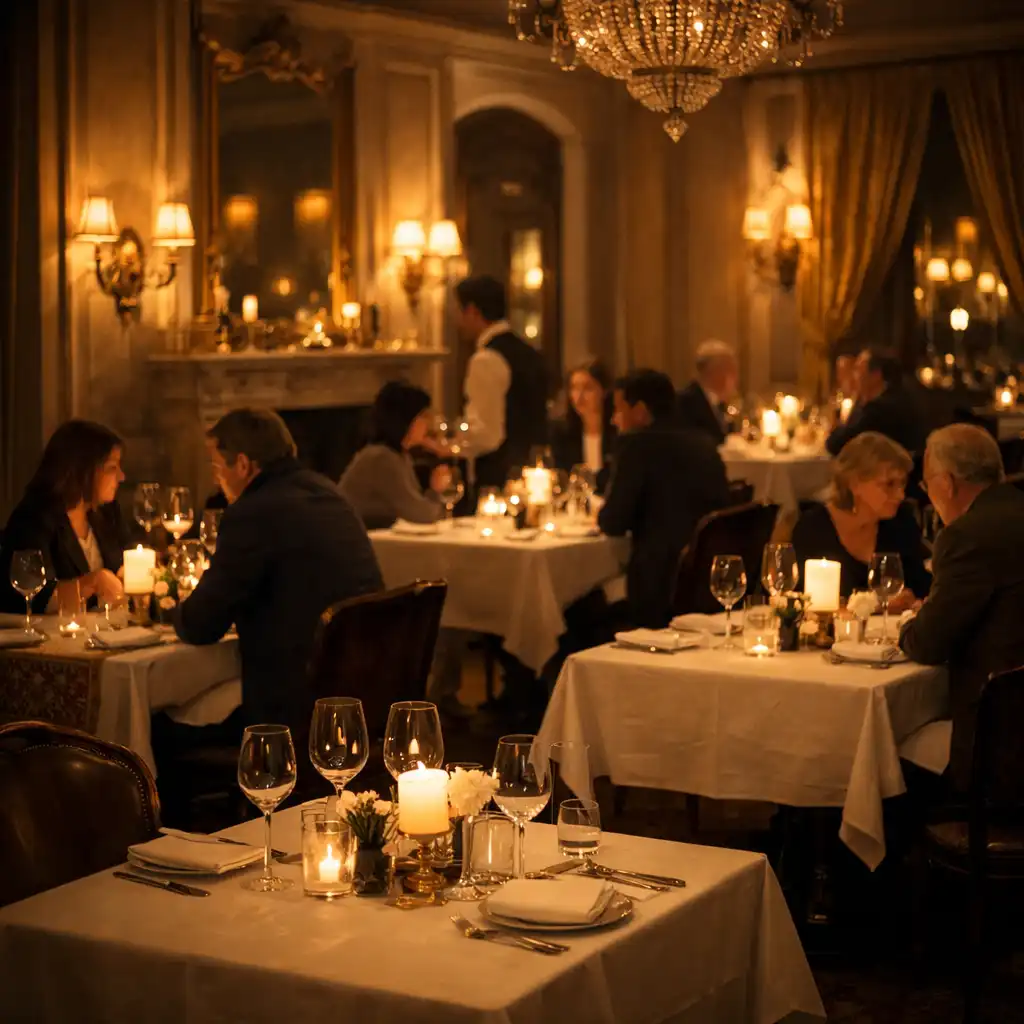 Restaurant élégant éclairage tamisé