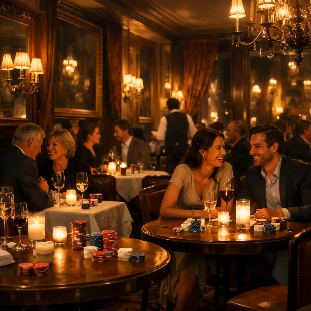 Ambiance de soirée dans un restaurant raffiné